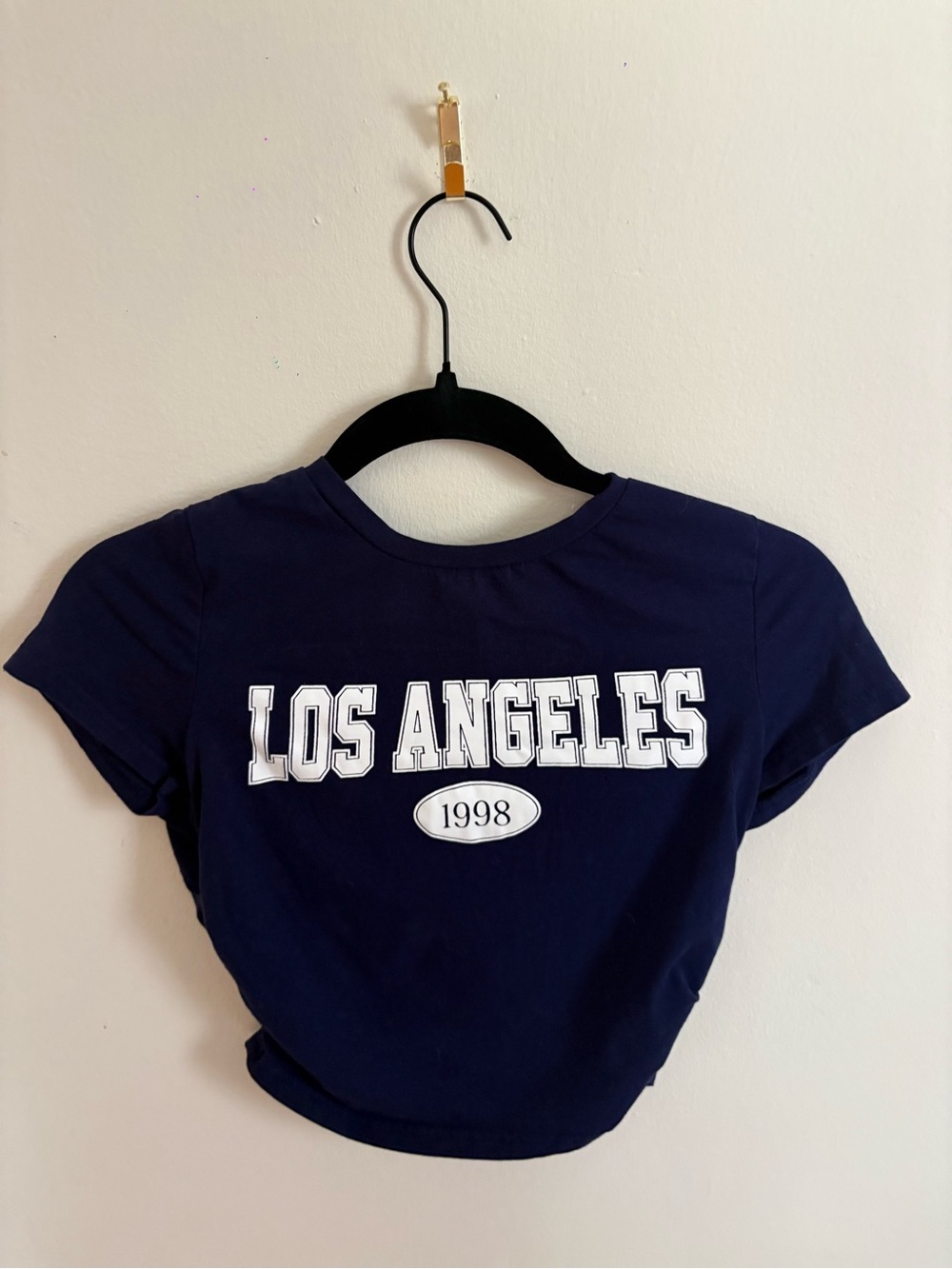 Navy Los Angeles Graphic Crop Tee - Women's Casual Top
